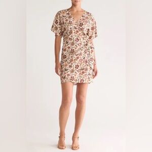 Floral Linen Blend Wrap Dress